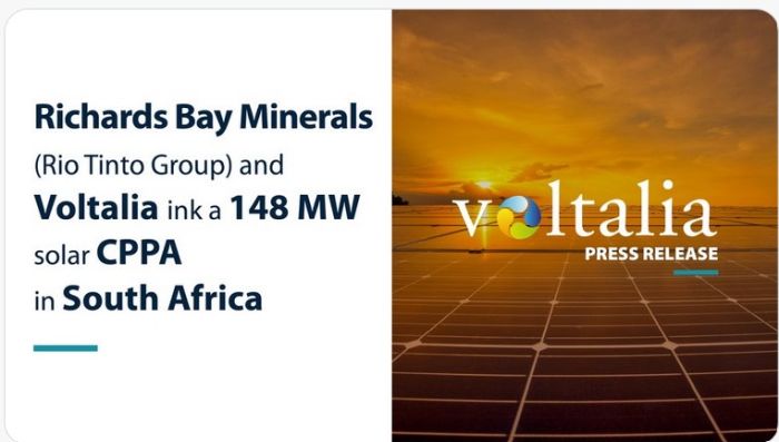 Rio Tinto et Voltalia signent un contrat d’achat d’électricité d’origine solaire de 148 MW en Afrique du Sud