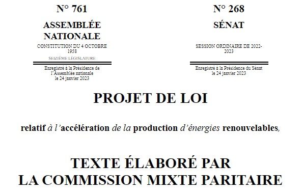 Projet de loi « énergies renouvelables » : accord conclu entre le Sénat et l’Assemblée nationale