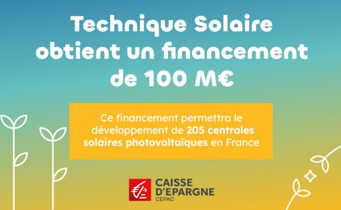 Technique Solaire obtient un financement de 100 M€ pour développer 205 centrales photovoltaïques