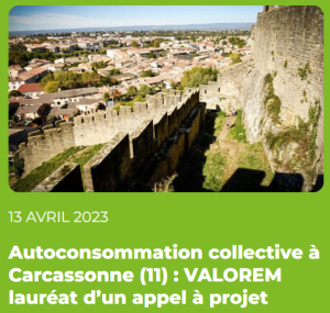 Valorem remporte l’appel à projet de Carcassonne pour une centrale PV en autoconsommation
