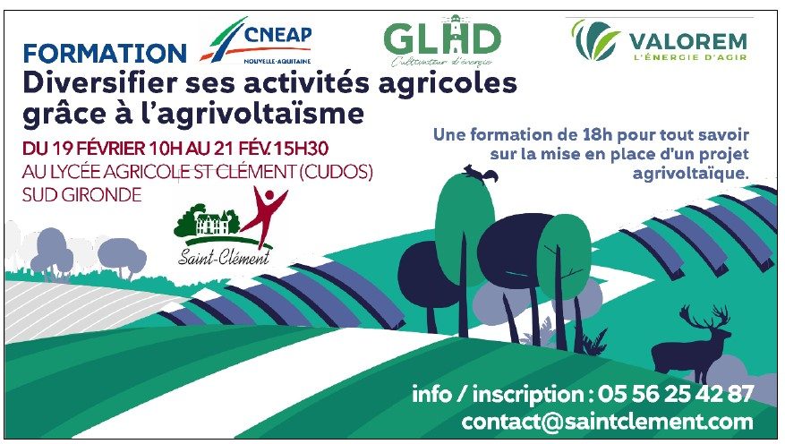 Lancement d’une formation « Diversifier ses activités agricoles grâce à l’agrivoltaïsme »