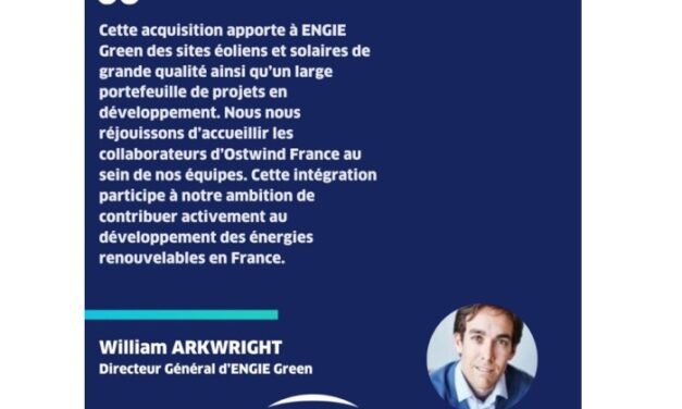 Engie Green acquiert la totalité des activités éoliennes et solaires d’Ostwind France