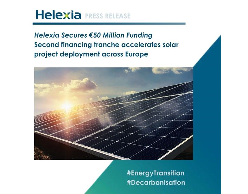 Helexia lève 50 millions d’euros pour accélérer le déploiement de ses projets solaires à travers l’Europe