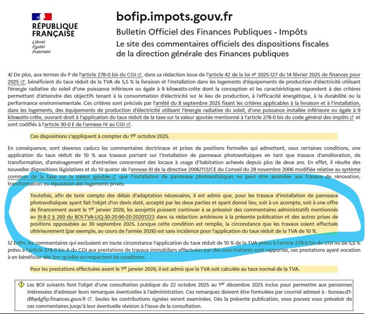 Fin du taux réduit de 10% sur le photovoltaïque résidentiel de moins de 3 kWc