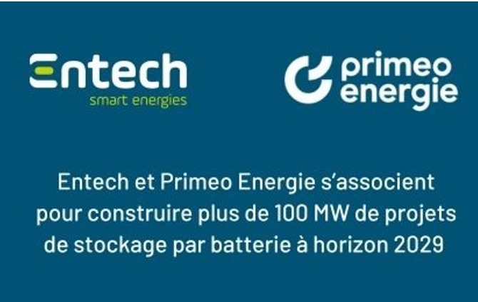 Entech et Primeo Energie s’allient pour construire plus de 100 MW de projets de stockage par batterie d’ici 2029