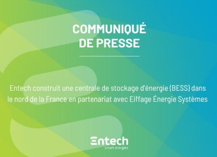 Entech construit une BESS en partenariat avec Eiffage Énergie Systèmes