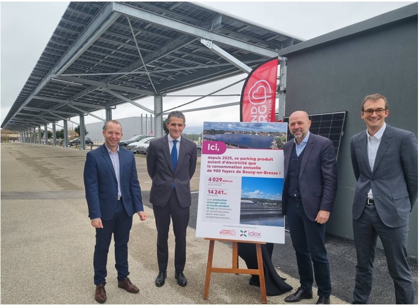 Idex inaugure les ombrières photovoltaïques d’Ainterexpo à Bourg-en-Bresse