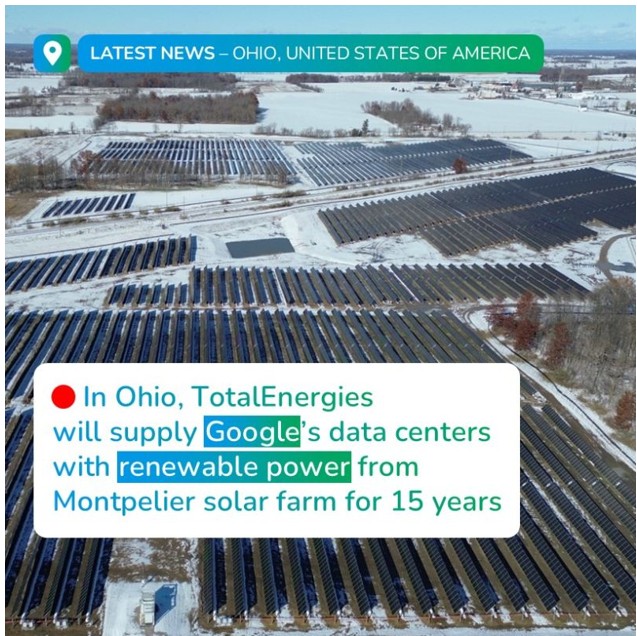 TotalEnergies fournira de l’électricité renouvelable à des data centers de Google aux Etats-Unis pendant 15 ans