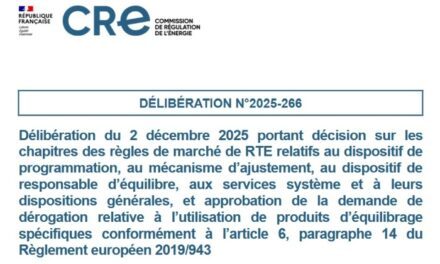 La CRE approuve l’évolution des règles pour l’équilibrage du système électrique