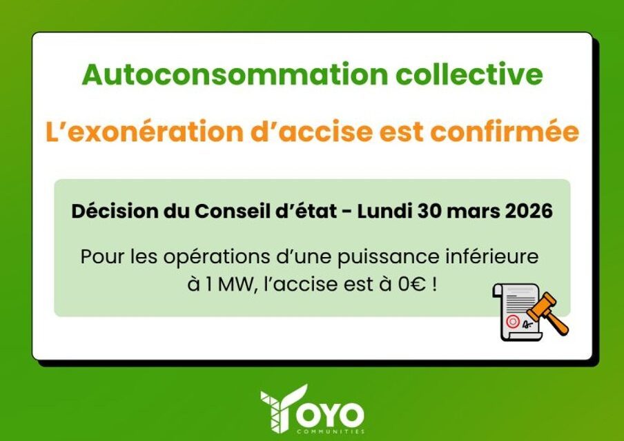 Le Conseil d&rsquo;État valide l’exonération d&rsquo;accise en autoconsommation collective pour les opérations inférieures à 1 MW