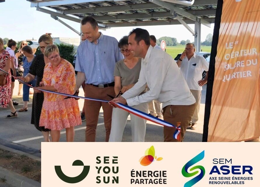En Normandie, Saint-Vigor-d&rsquo;Ymonville inaugure des ombrières photovoltaïques citoyennes sur l&rsquo;Axe Seine