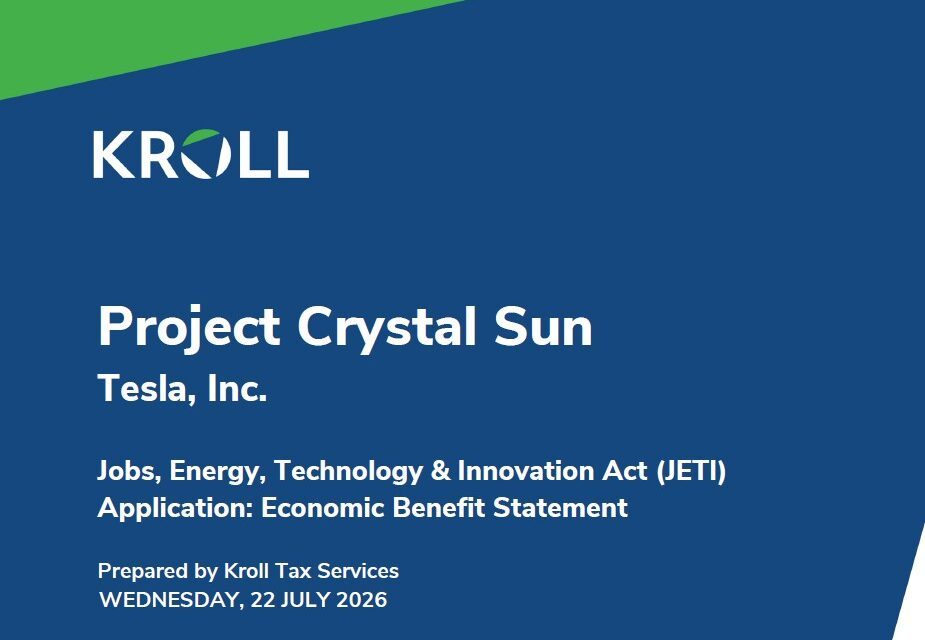 Tesla conditionne un projet d&rsquo;usine de cellules solaires au Texas à un avantage fiscal de dix ans