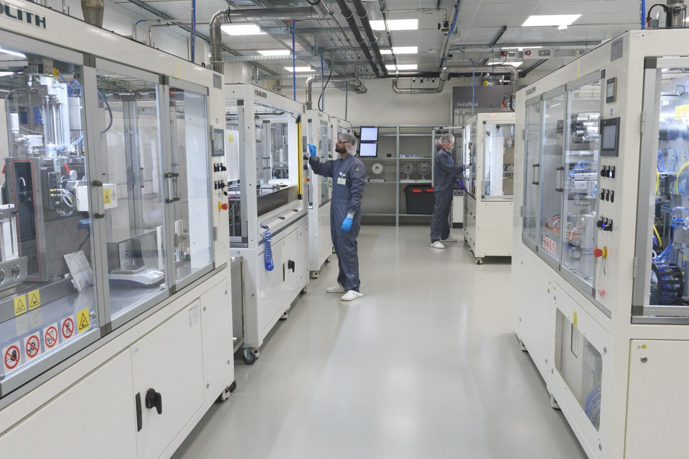 Salle seche du laboratoire de fabrication de cellules de batterie du Fraunhofer ISE