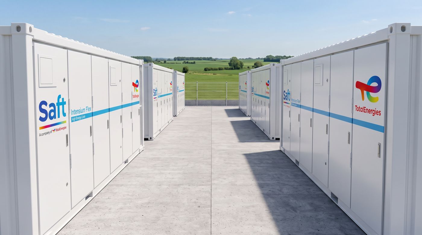 Rangées de conteneurs de batteries Intensium Flex de Saft, visuel du communiqué
